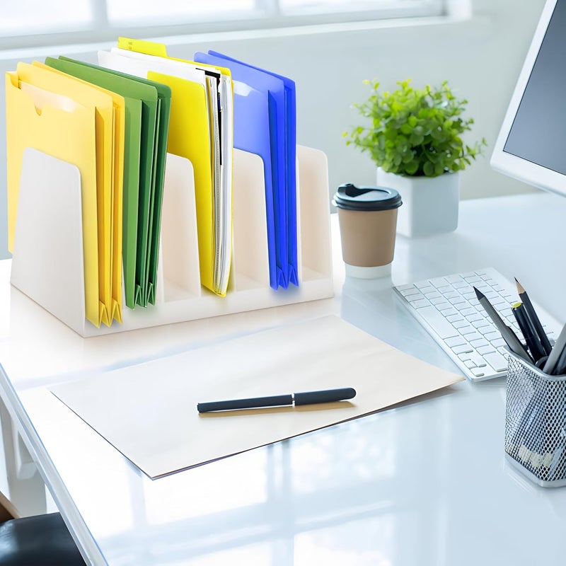 Manaloom Desktop File Organizer, Mail Organizer, 7 Compartments Office File Sorter, for Easy access to your files, Invoices, Letters and more - 4.5" Height x 8.8" Width x 5.5" Depth - White, Eco-Friendly - Image 5